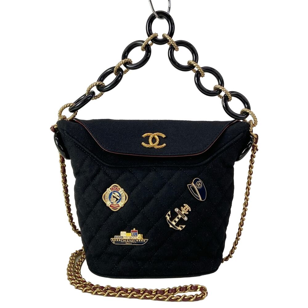 Chanel Matelasse Shoulder Bag Cotton Jersey Lambskin